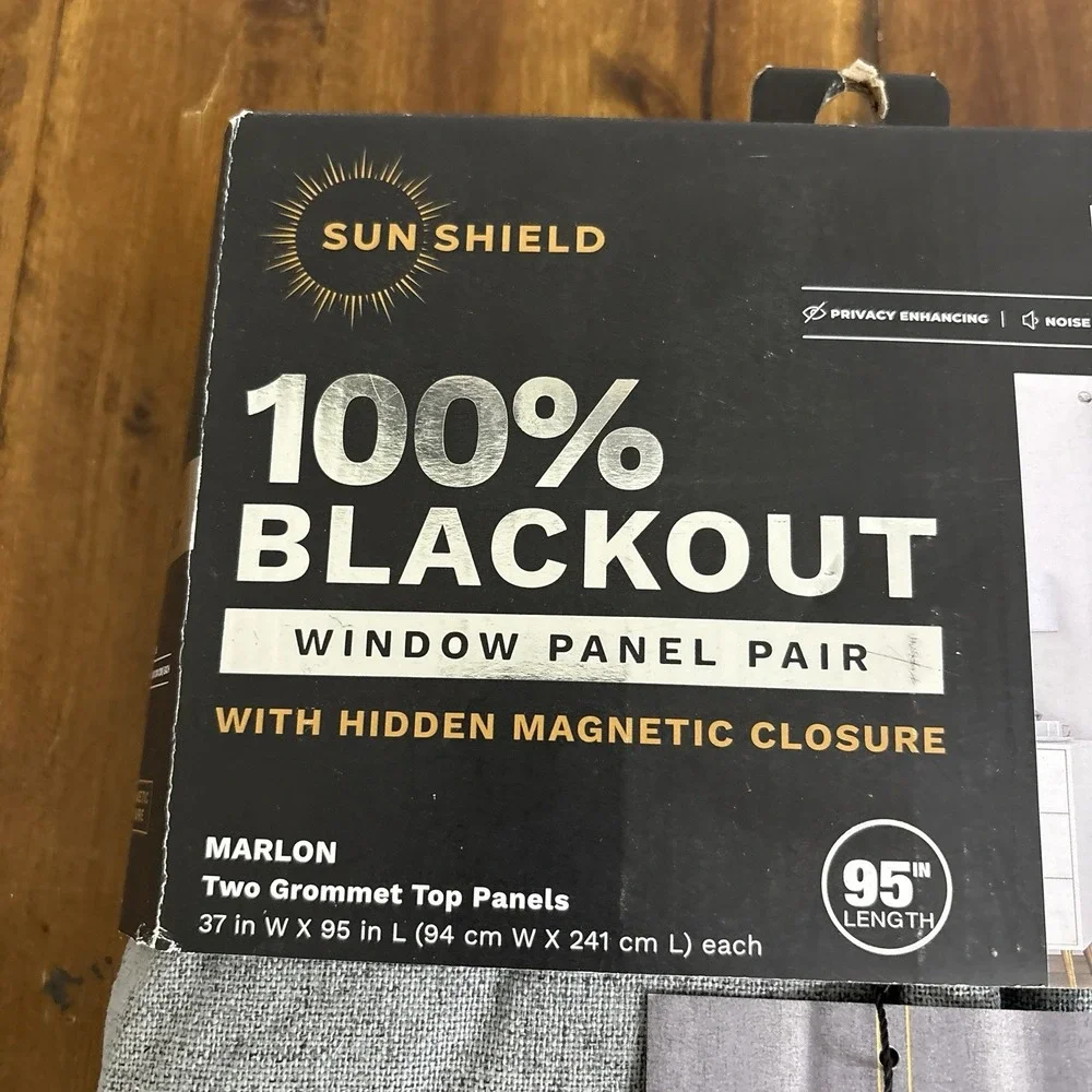 Sun Shield Marlon 100% Blackout Window Panels Gray 37x95 Double Grommet Top